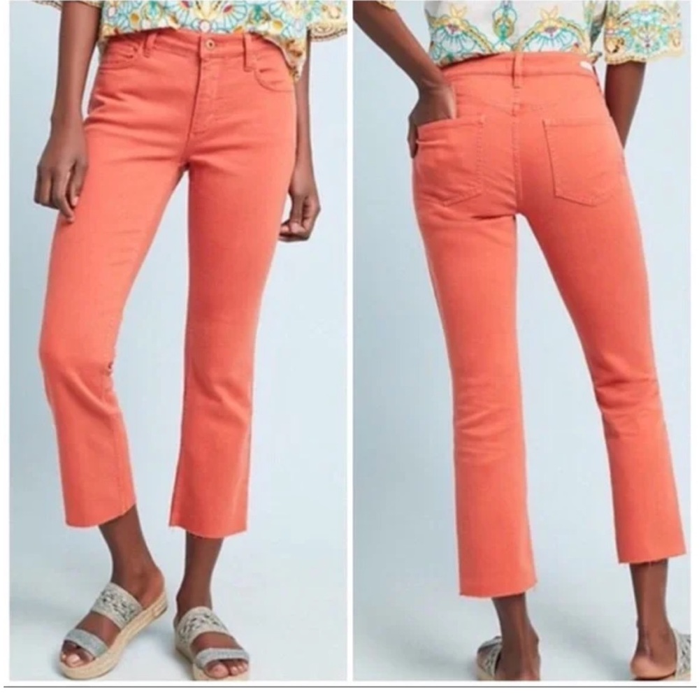 Pilcro and the Letterpress Cropped Jeans in Coral